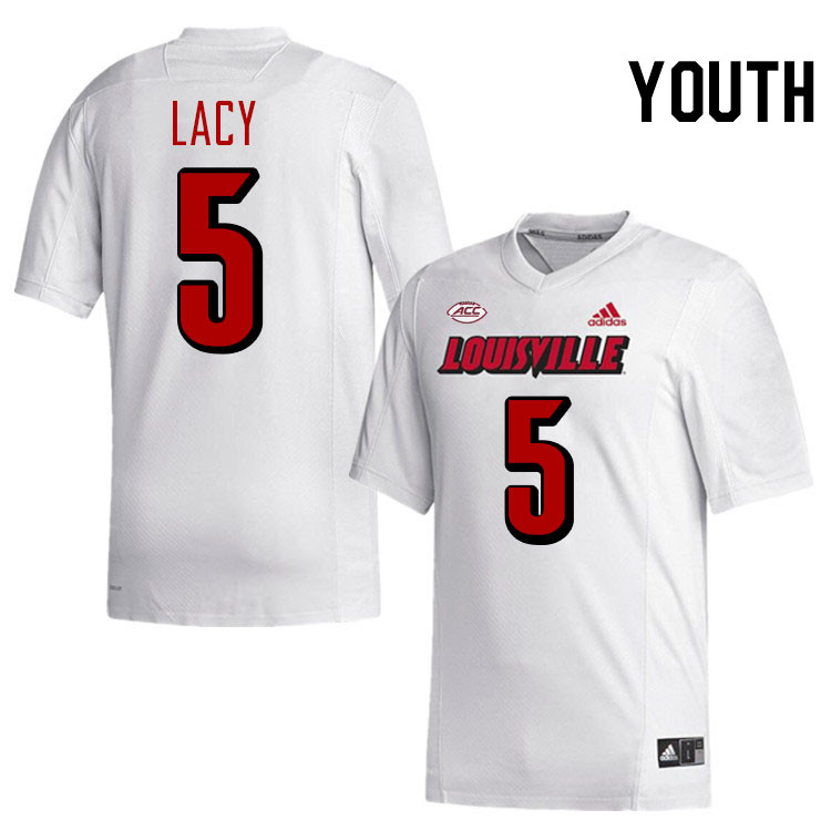 Youth #5 Caullin Lacy Louisville Cardinals College Football Jerseys Stitched-White